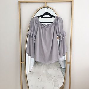 Off the Shoulder Pink Blush Maternity Shirt